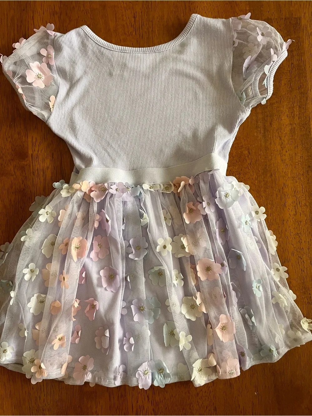 The Children's Place Lavender Tulle Dress with Pastel Floral Accents